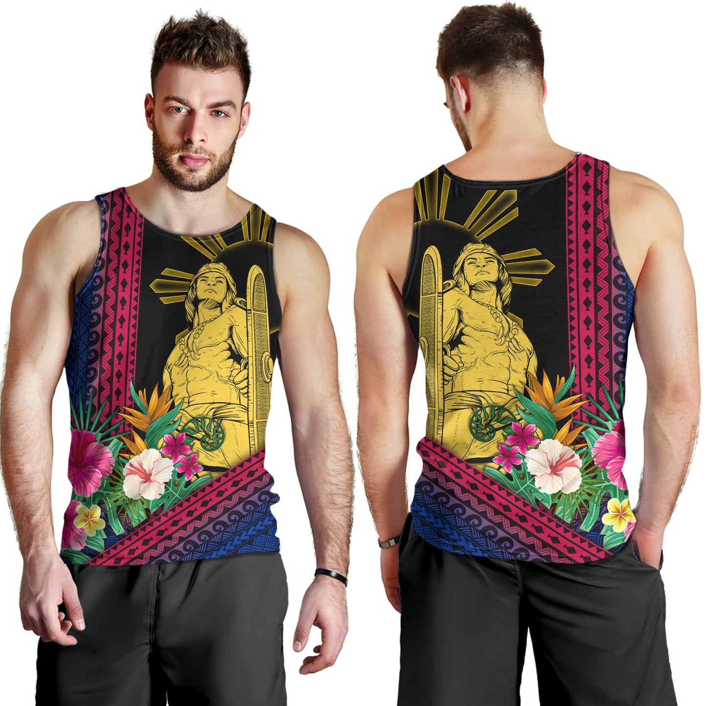 Philippines Filipinos Tank Top Lapu Lapu Polynesia Pattern With Tropical Flower