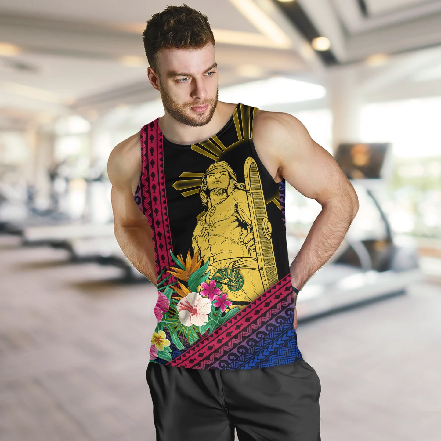 Philippines Filipinos Tank Top Lapu Lapu Polynesia Pattern With Tropical Flower