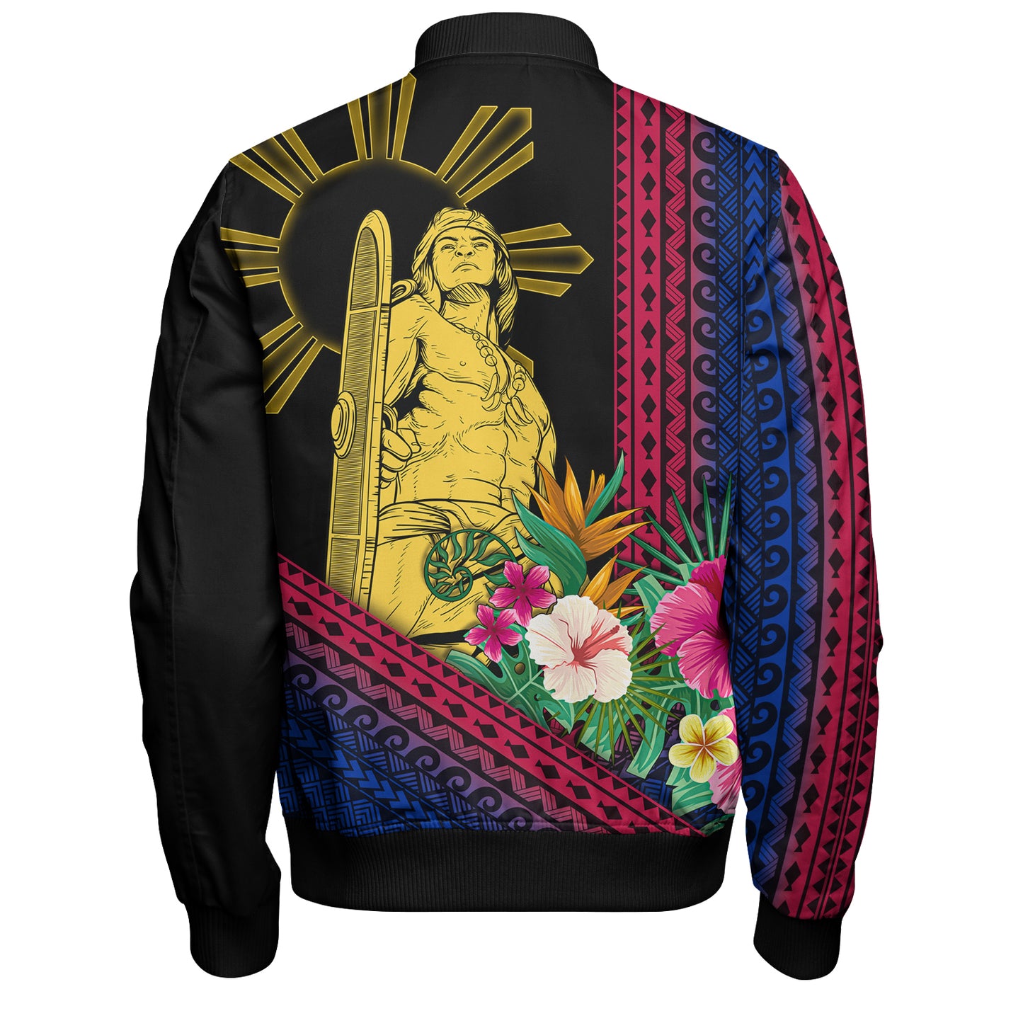 Philippines Filipinos Bomber Jacket Polynesia Pattern With Tropical Flower