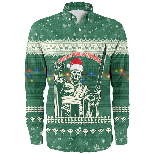 Hawaii Long Sleeve Shirt Christmas Hawaii King Tribal Pattern