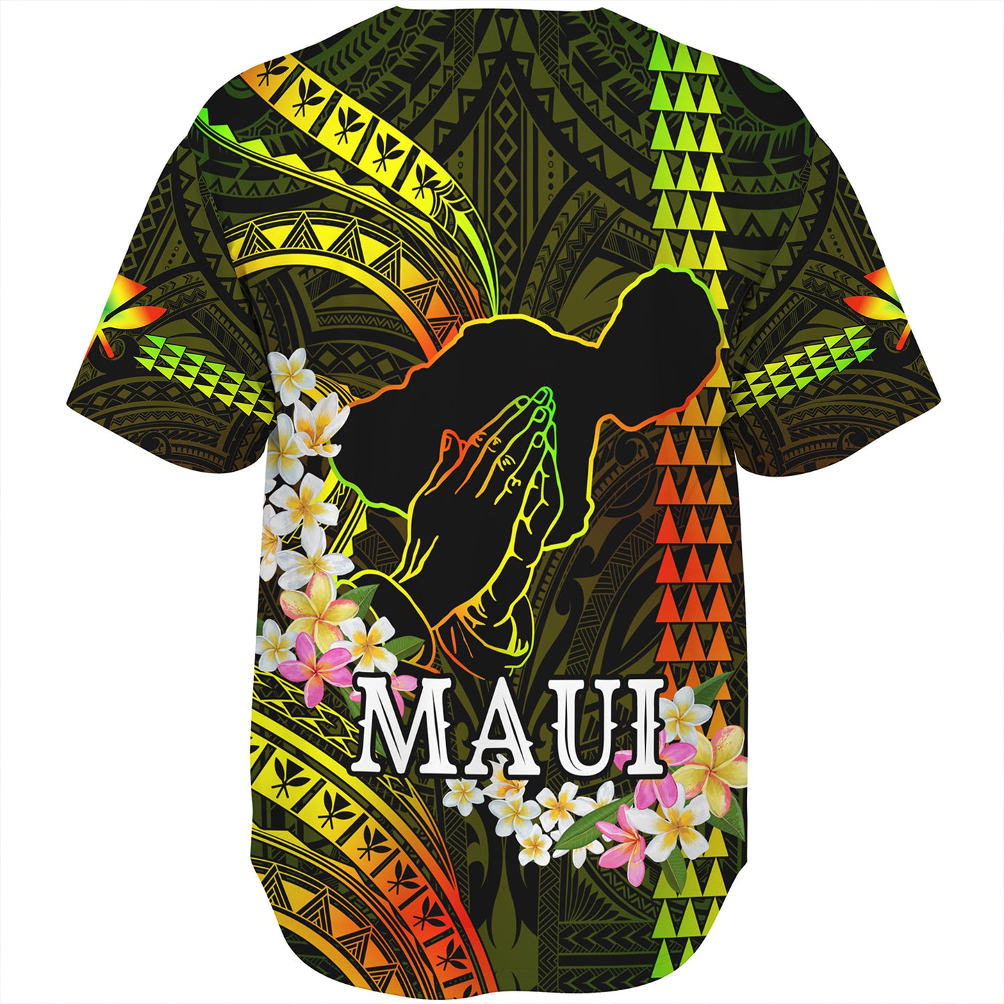 Hawaii Baseball Shirt Pray For Maui Polynesian Pattern