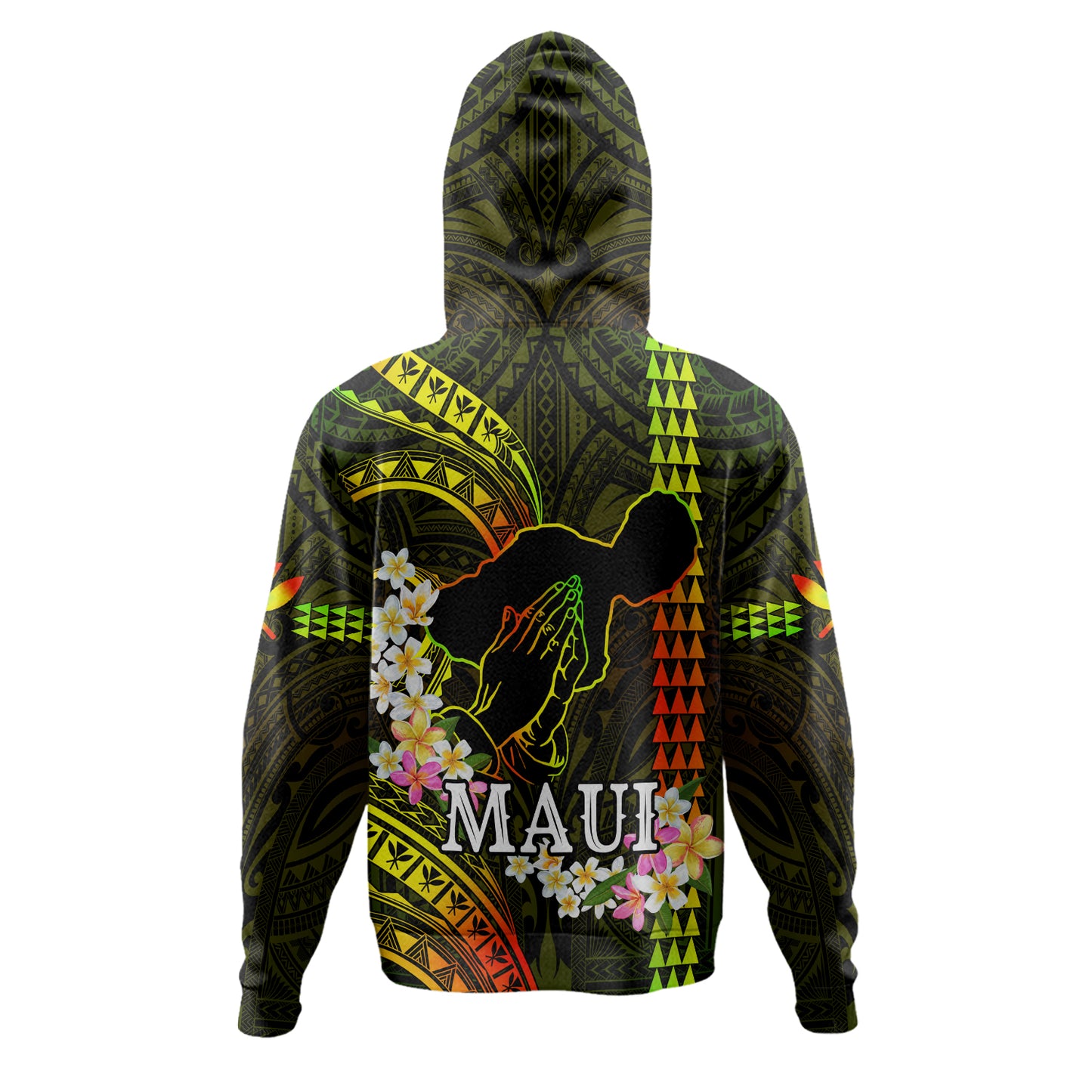 Hawaii Hoodie Pray For Maui Polynesian Pattern