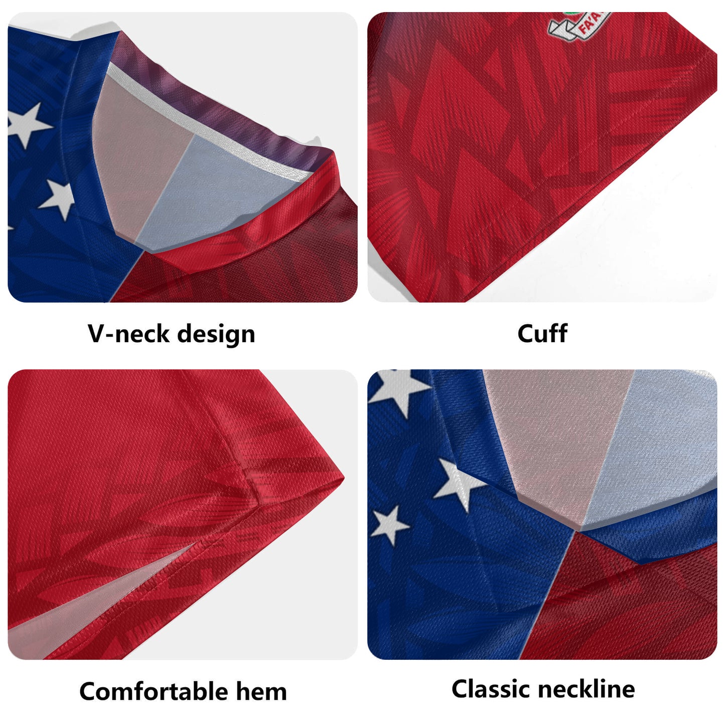 Samoa Flag Color With Traditional Patterns Men's All Over Printing Rugby Jersey