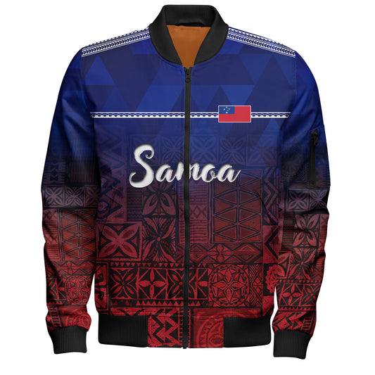 Samoa Bomber Jacket Lowpolly Pattern with Polynesian Motif