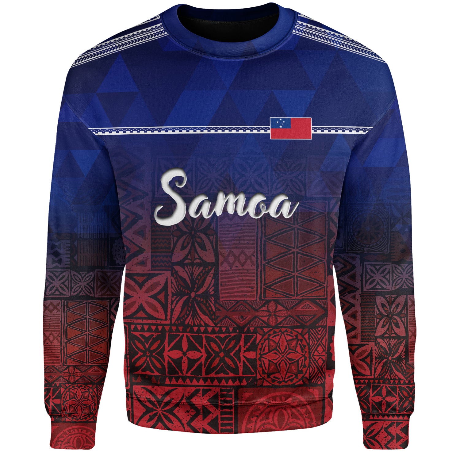 Samoa Sweatshirt Lowpolly Pattern with Polynesian Motif