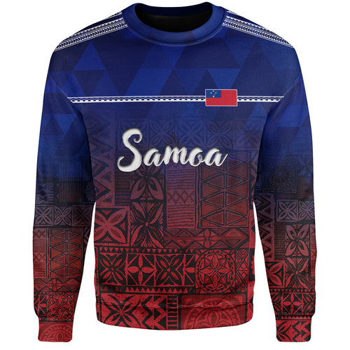 Samoa Sweatshirt Lowpolly Pattern with Polynesian Motif