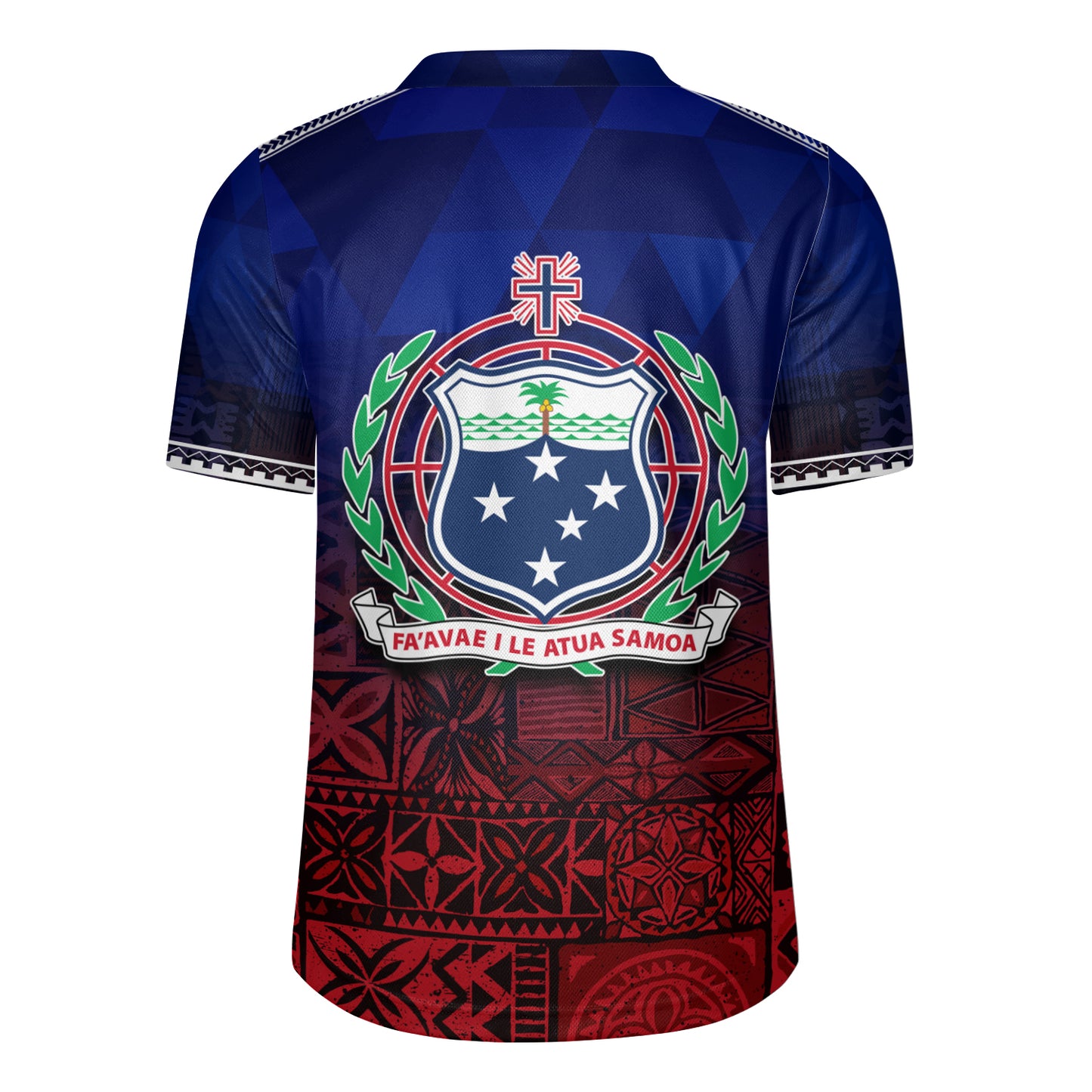 Samoa Rugby Jersey Lowpolly Pattern with Polynesian Motif