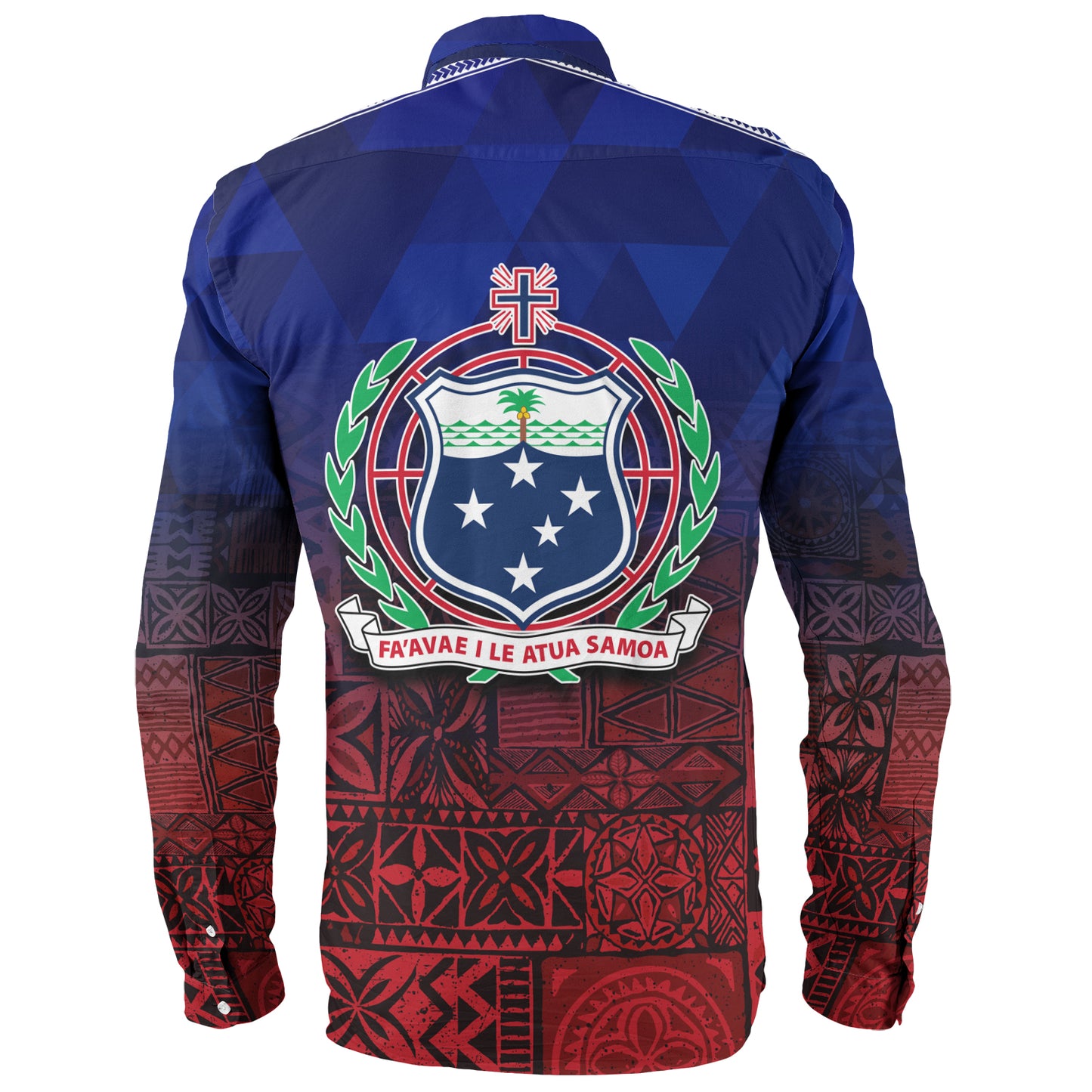Samoa Long Sleeve Shirt Lowpolly Pattern with Polynesian Motif