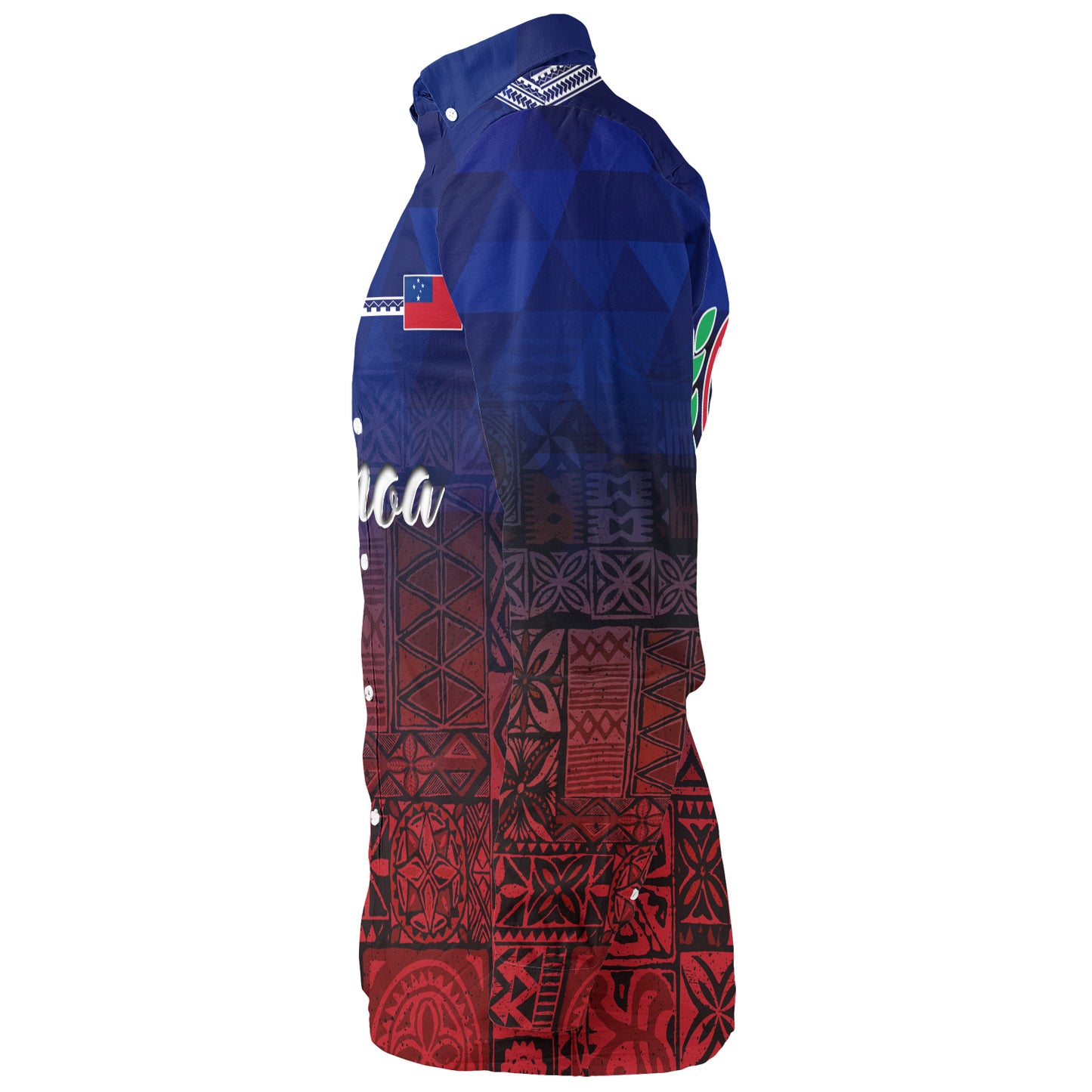 Samoa Long Sleeve Shirt Lowpolly Pattern with Polynesian Motif
