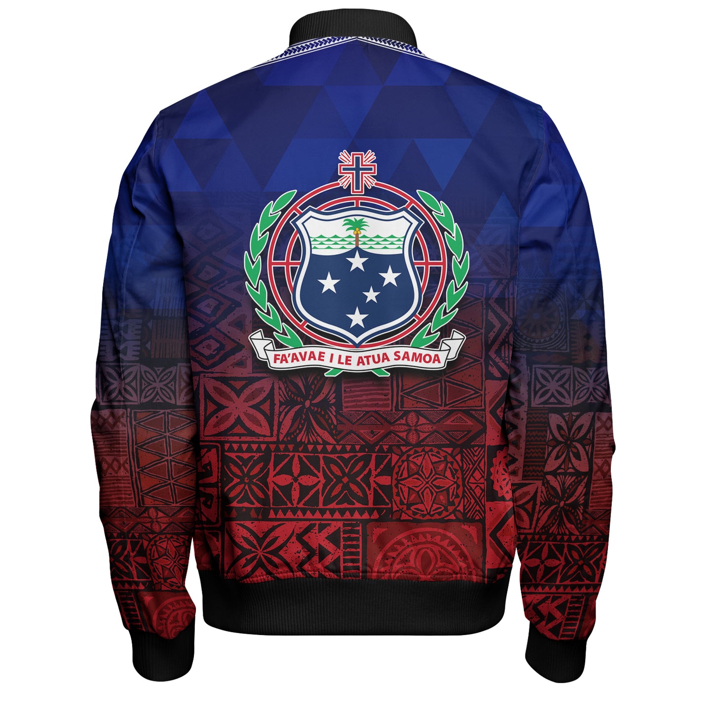Samoa Bomber Jacket Lowpolly Pattern with Polynesian Motif