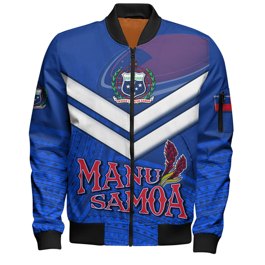 Samoa Bomber Jacket Samoa Tradition Patterns With Rugby Ball