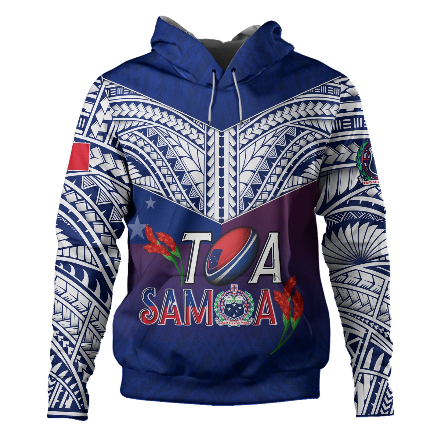 Samoa Custom Personalised Hoodie Toa Samoa Teuilia Flowers Style