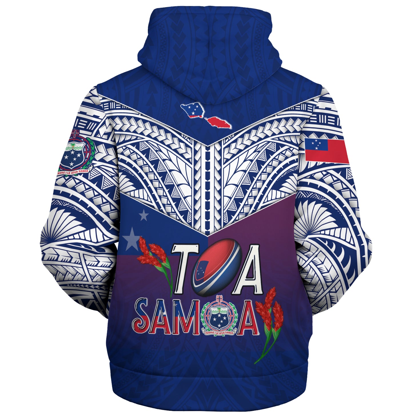 Samoa Custom Personalised Sherpa Hoodie Toa Samoa Teuilia Flowers Style