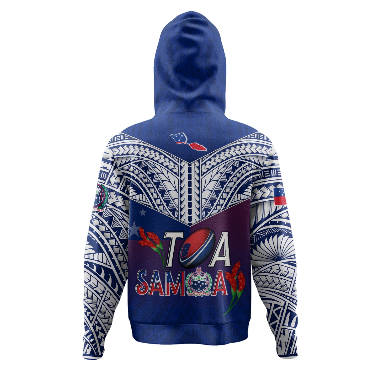 Samoa Custom Personalised Hoodie Toa Samoa Teuilia Flowers Style