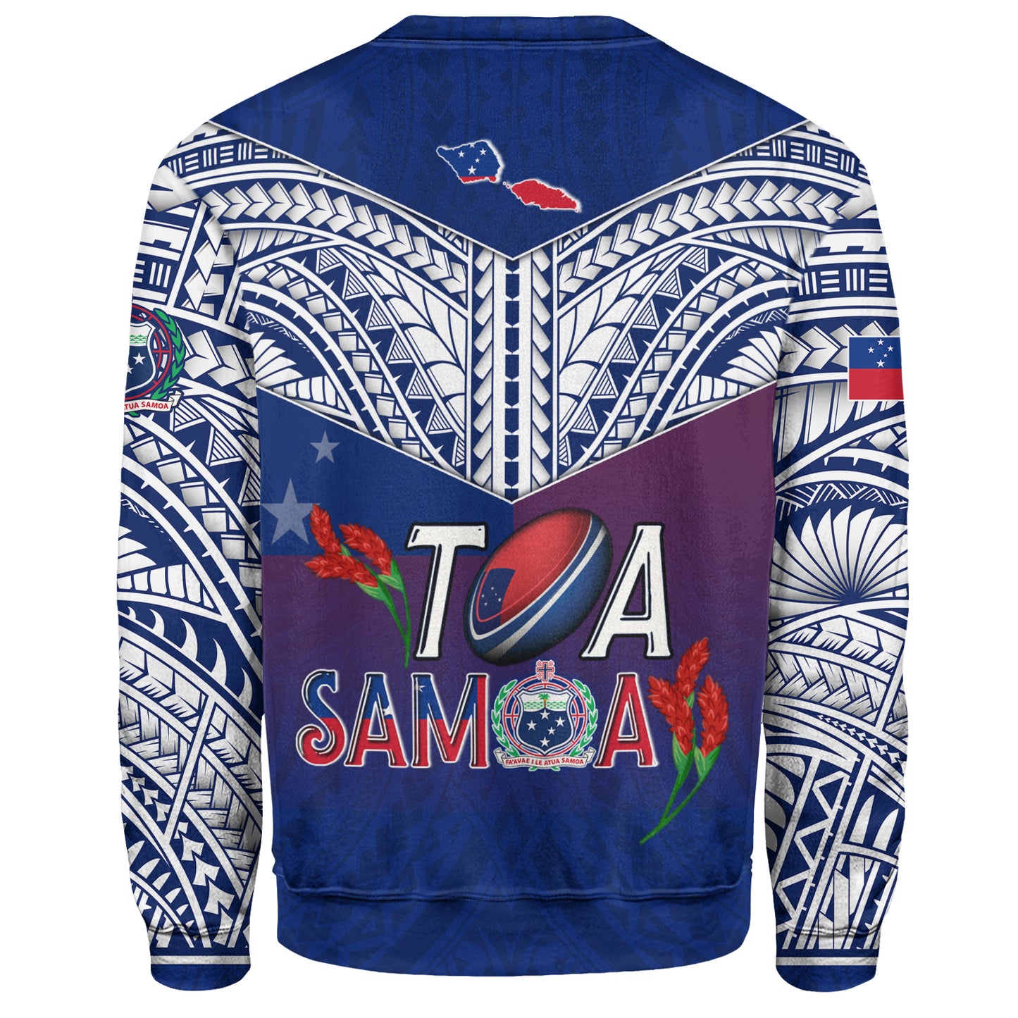 Samoa Custom Personalised Sweatshirt Toa Samoa Teuilia Flowers Style
