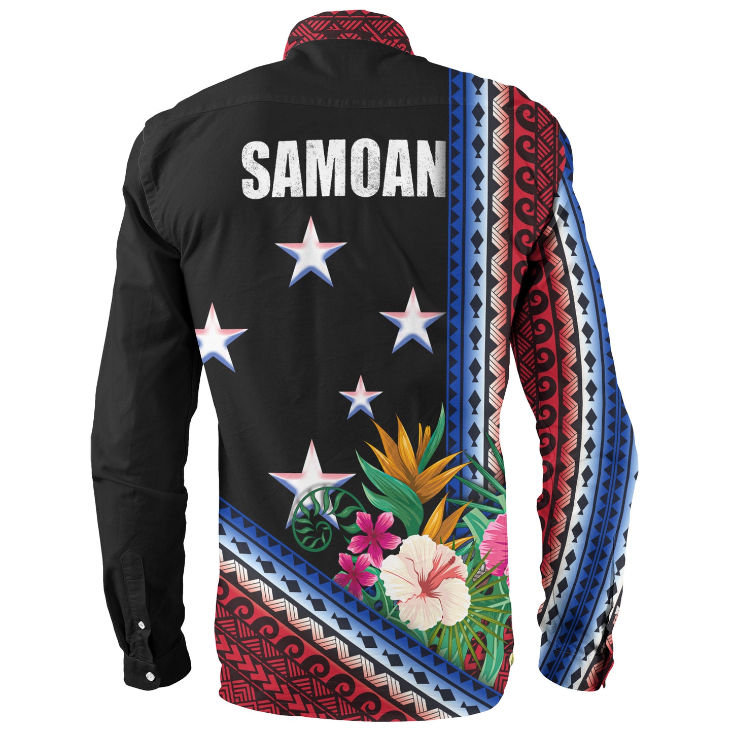 Samoa Long Sleeve Shirt Polynesia Pattern With Tropical Flower