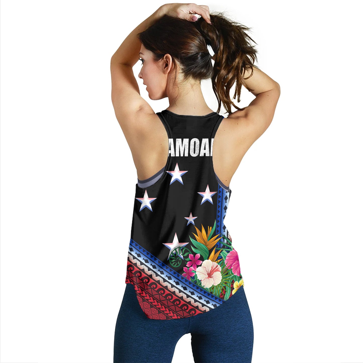Samoa Women Tank Polynesia Pattern With Tropical Flower