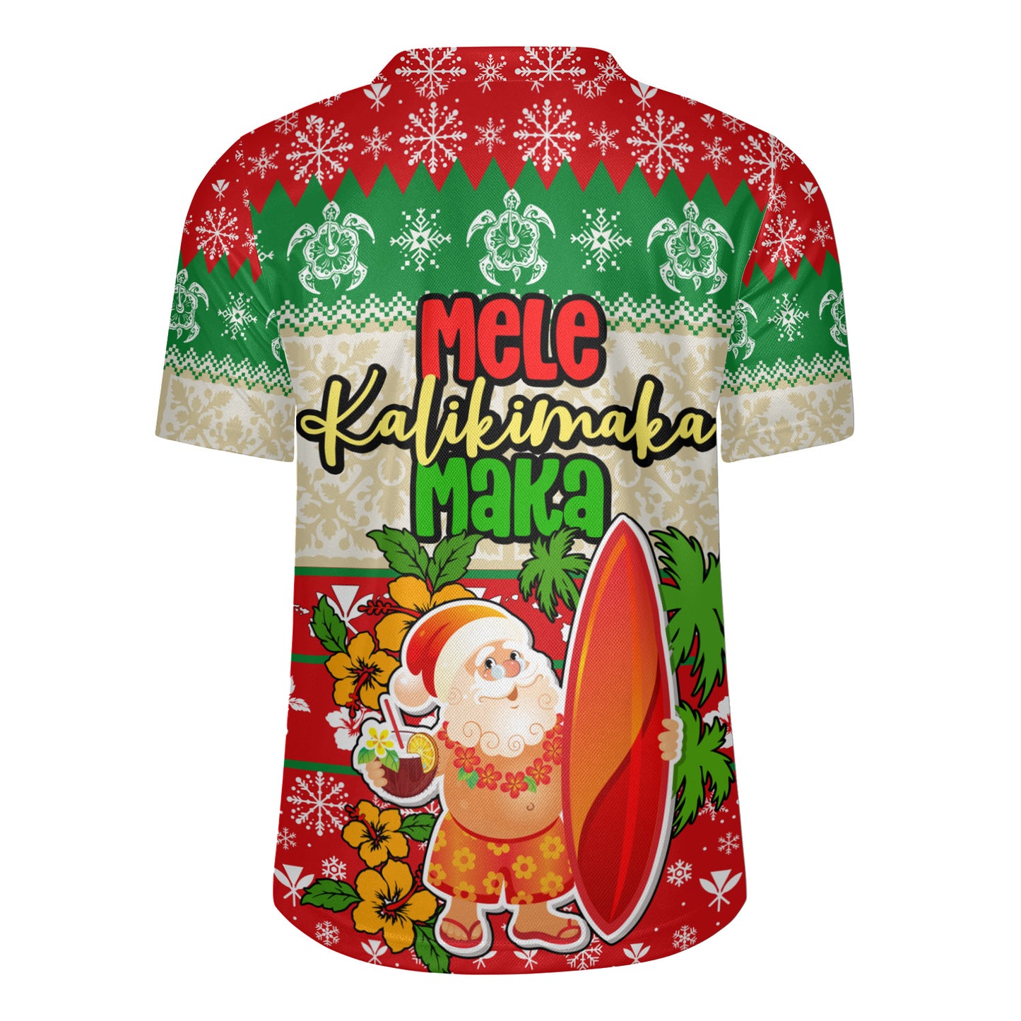 Hawaii Rugby Jersey Christmas Santa Claus Surfing Kanaka Maoli Pattern