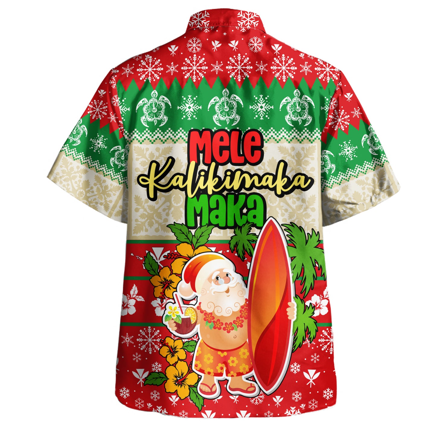 Hawaii Hawaiian Shirt Christmas Santa Claus Surfing Kanaka Maoli Pattern