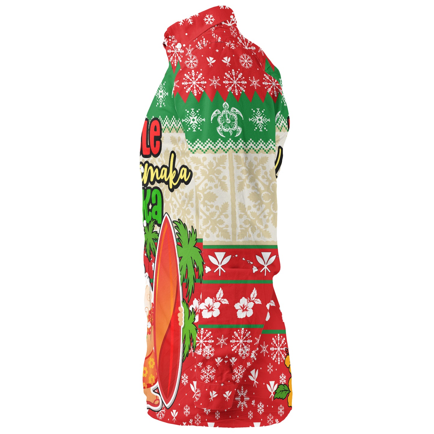 Hawaii Long Sleeve Shirt Christmas Santa Claus Surfing Kanaka Maoli Pattern