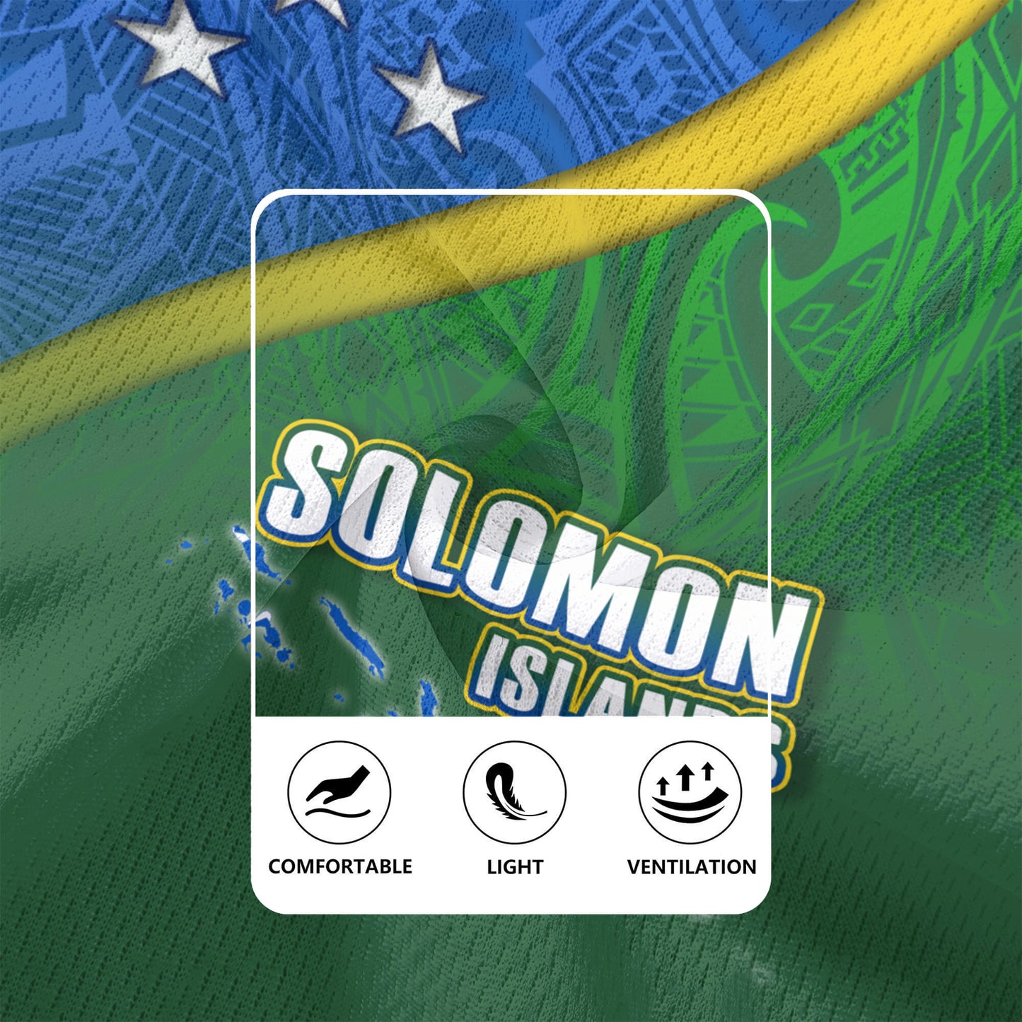 Solomon Islands Flag Color With Traditional Patterns Men's All Over Printing Rugby Jersey