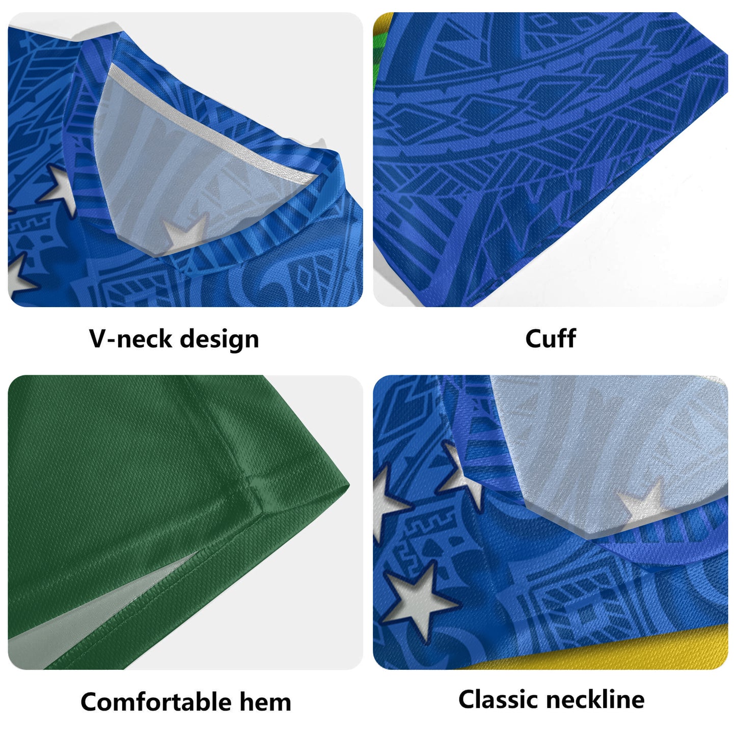 Solomon Islands Flag Color With Traditional Patterns Men's All Over Printing Rugby Jersey
