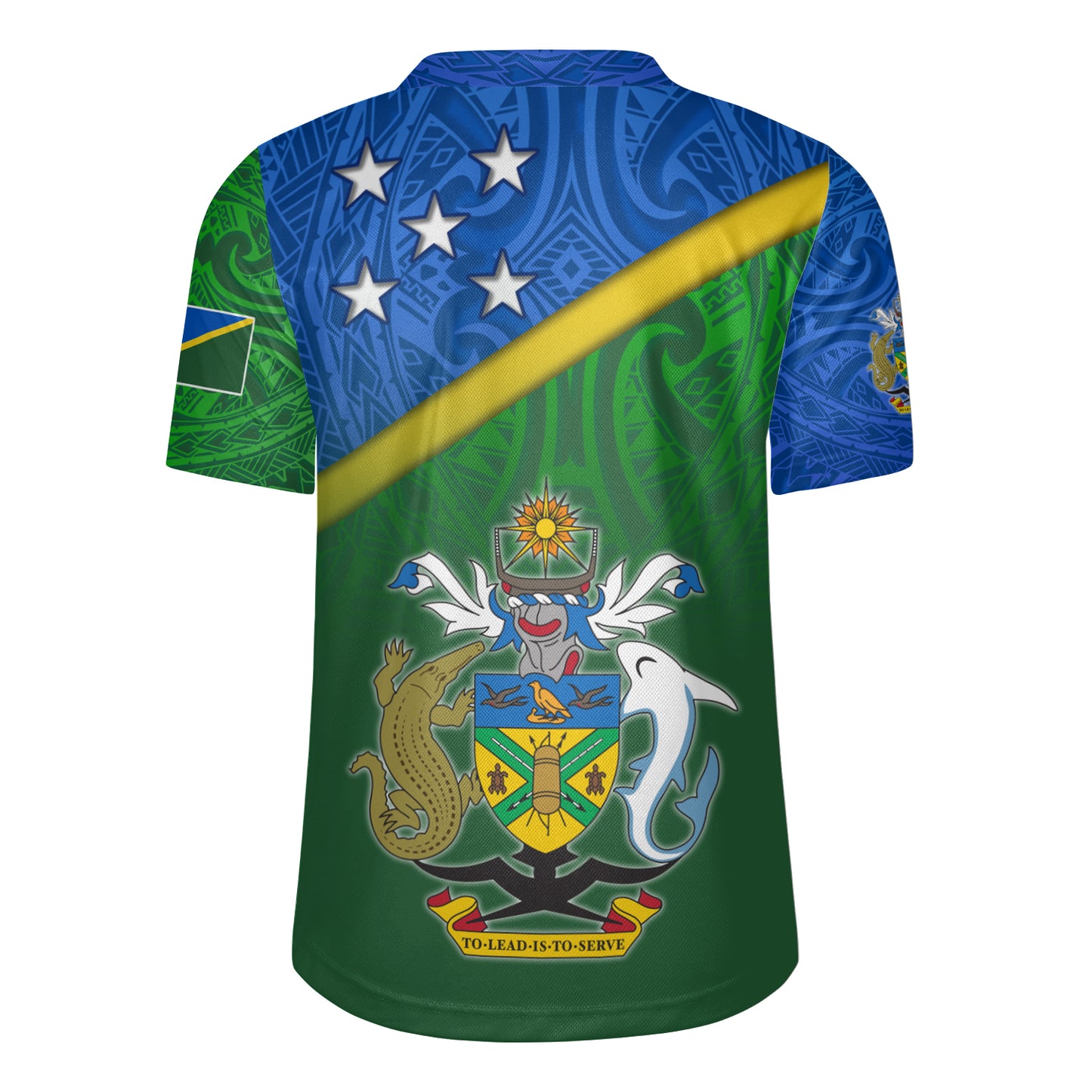Solomon Islands Flag Color With Traditional Patterns Men's All Over Printing Rugby Jersey