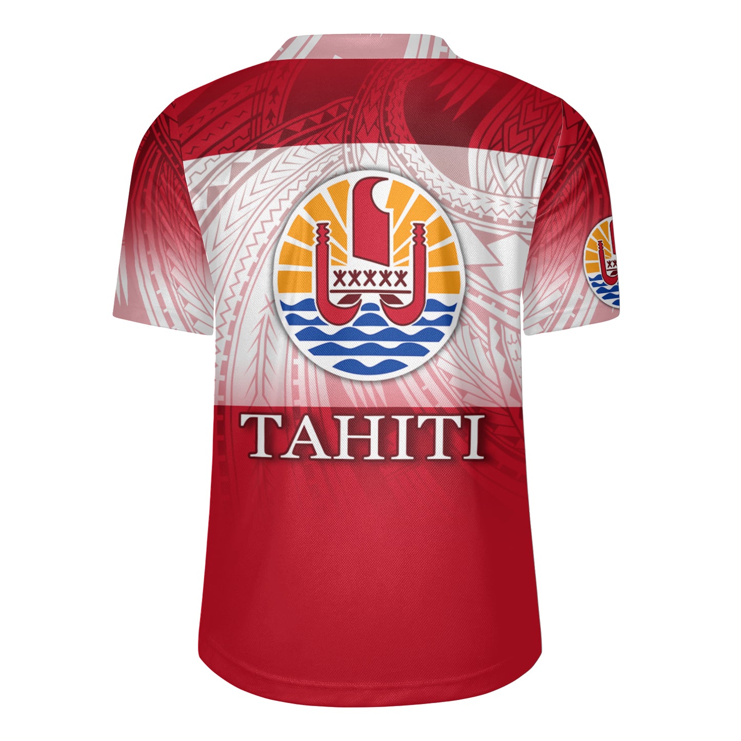Tahiti Flag Color With Traditional Patterns Men's All Over Printing Rugby Jersey