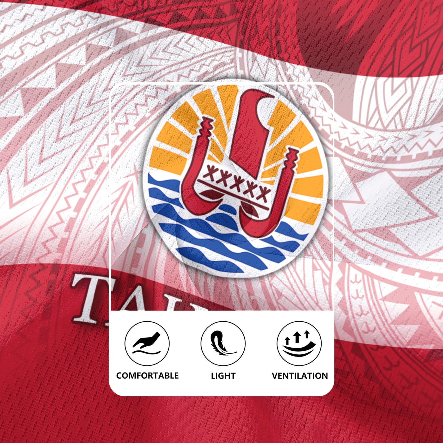 Tahiti Flag Color With Traditional Patterns Men's All Over Printing Rugby Jersey