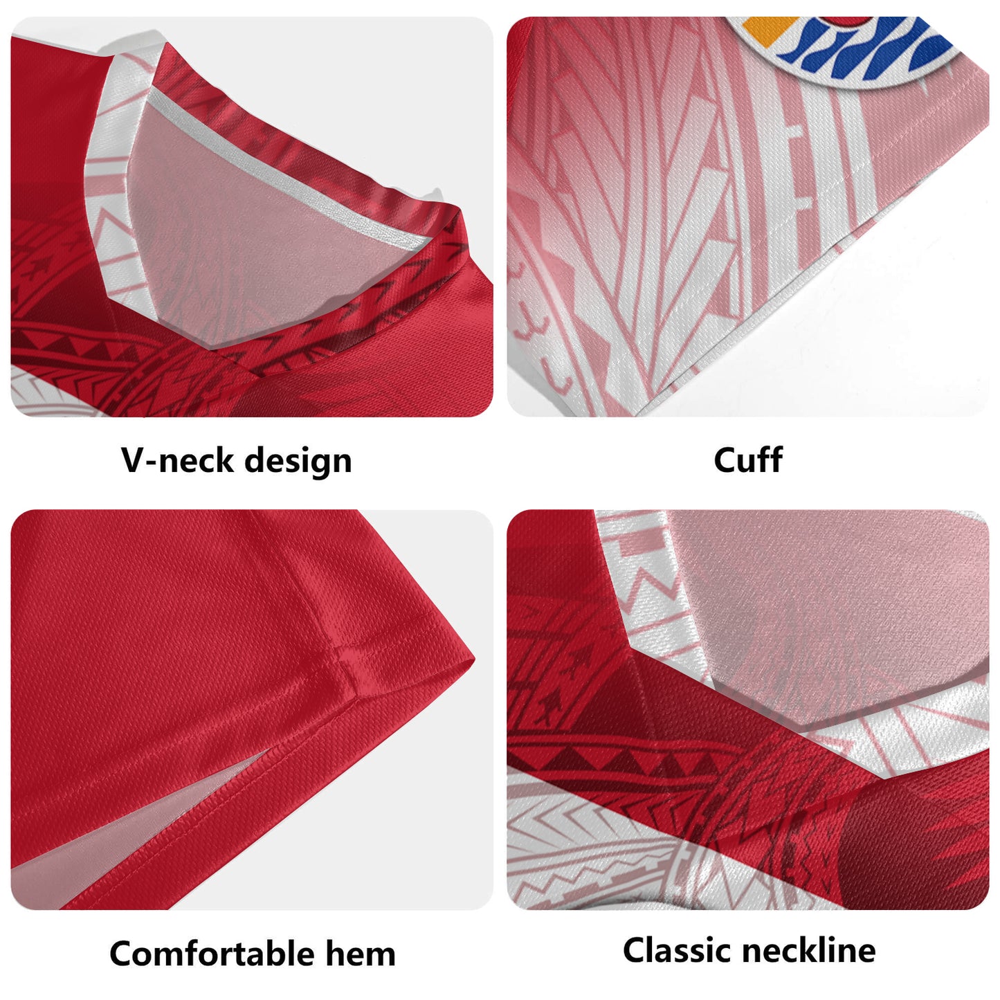 Tahiti Flag Color With Traditional Patterns Men's All Over Printing Rugby Jersey