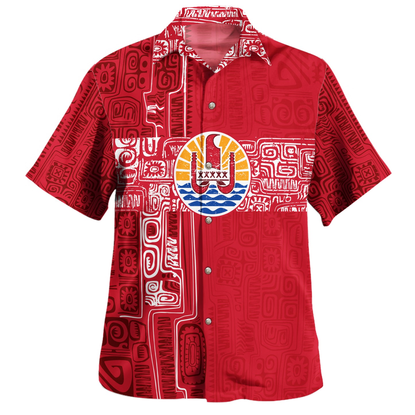 Tahiti Hawaiian Shirt Coat Of Arms Coconut