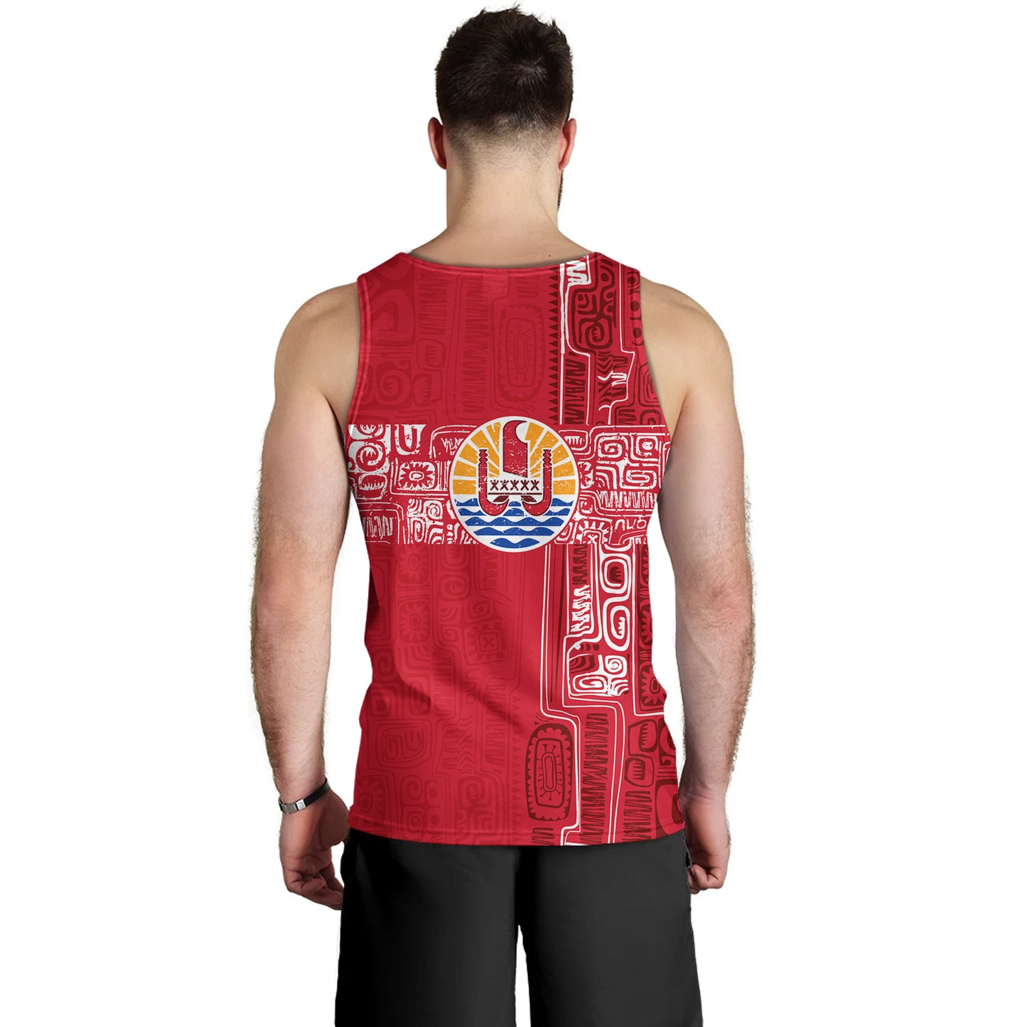 French Polynesia Tank Top Tribal Pattern Tahiti Vintage Style