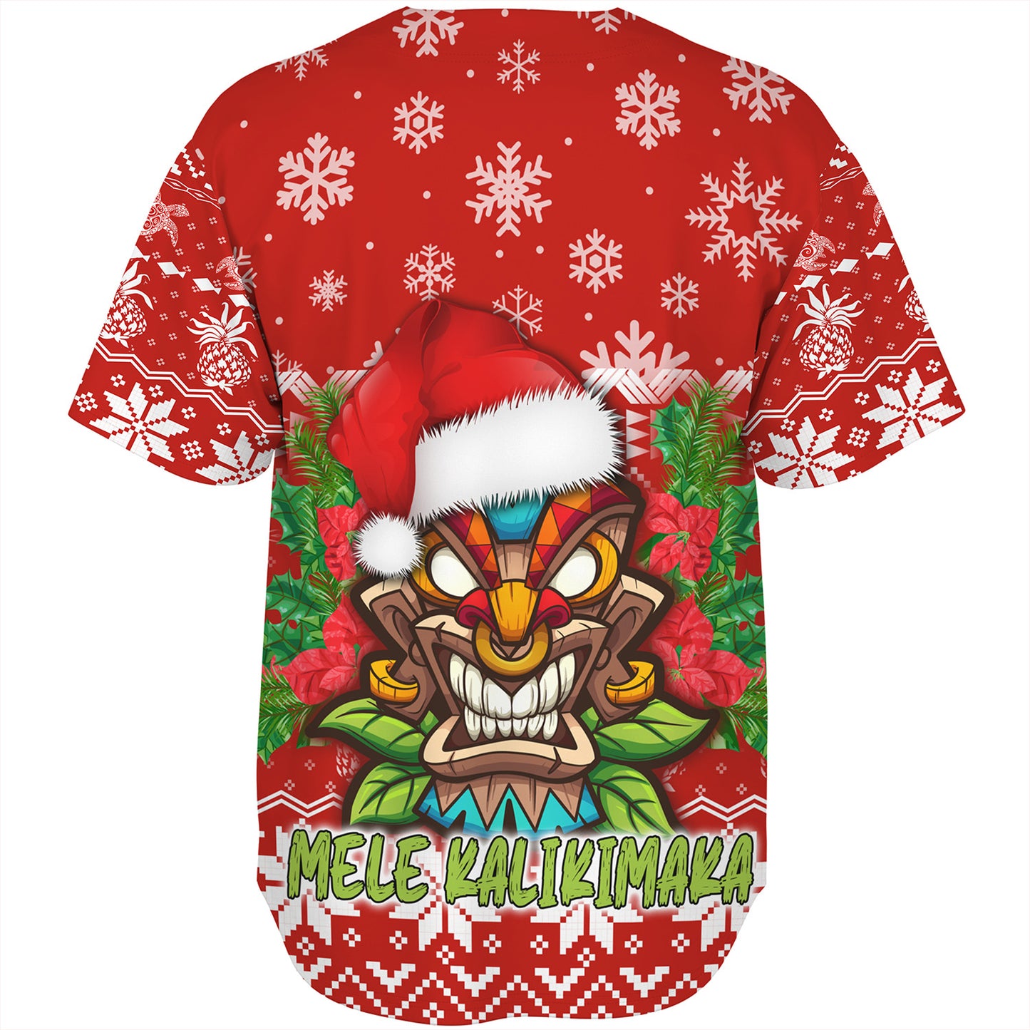 Hawaii Baseball Shirt Christmas Tiki Polynesian Pattern