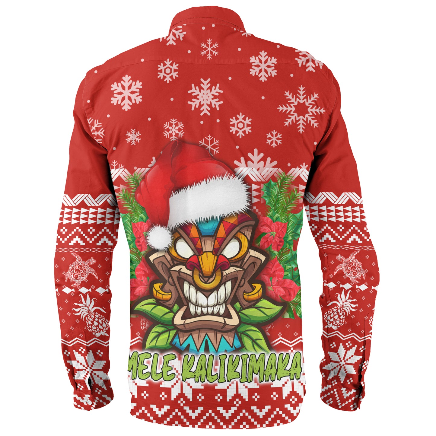 Hawaii Long Sleeve Shirt Christmas Tiki Polynesian Pattern