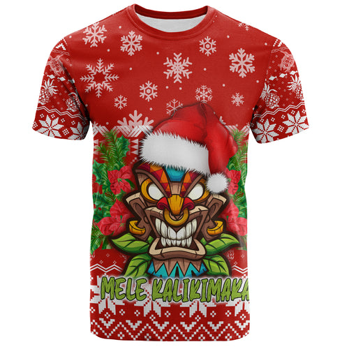 Hawaii T-Shirt Christmas Tiki Polynesian Pattern