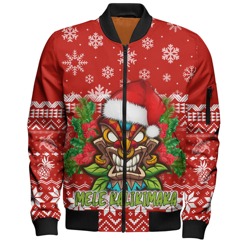 Hawaii Bomber Jacket Christmas Tiki Polynesian Pattern