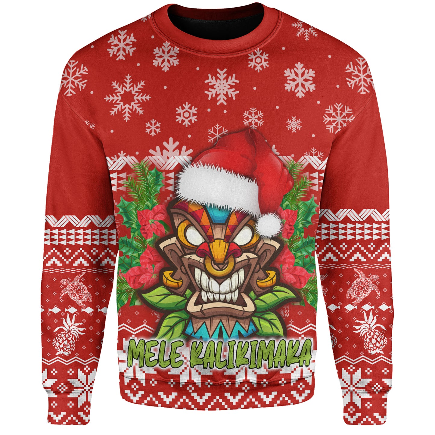 Hawaii Sweatshirt Christmas Tiki Polynesian Pattern