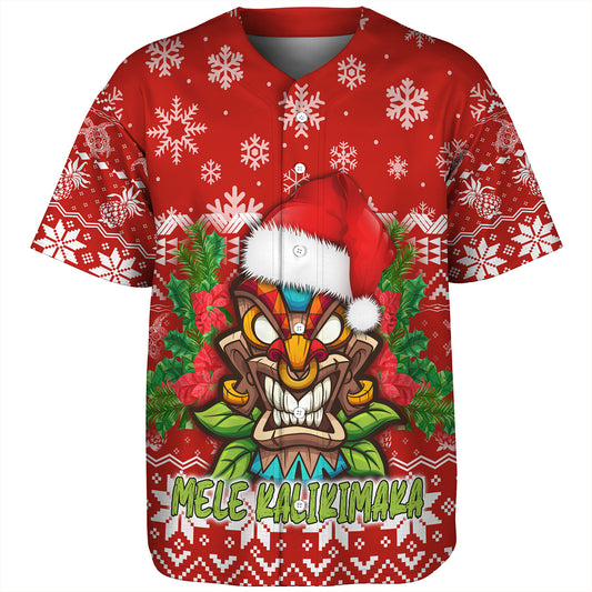Hawaii Baseball Shirt Christmas Tiki Polynesian Pattern