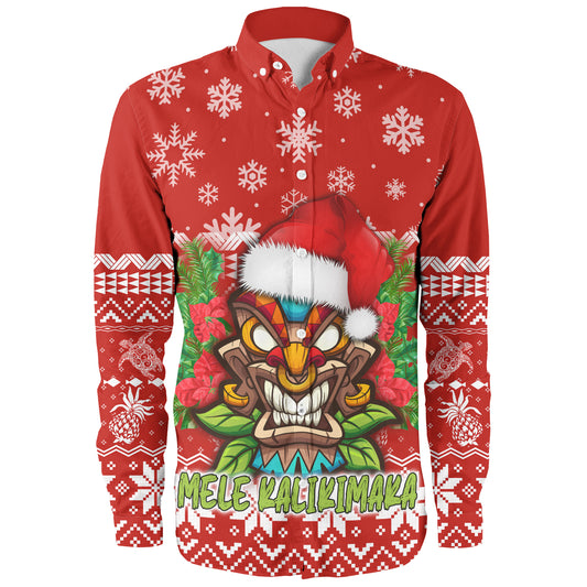 Hawaii Long Sleeve Shirt Christmas Tiki Polynesian Pattern