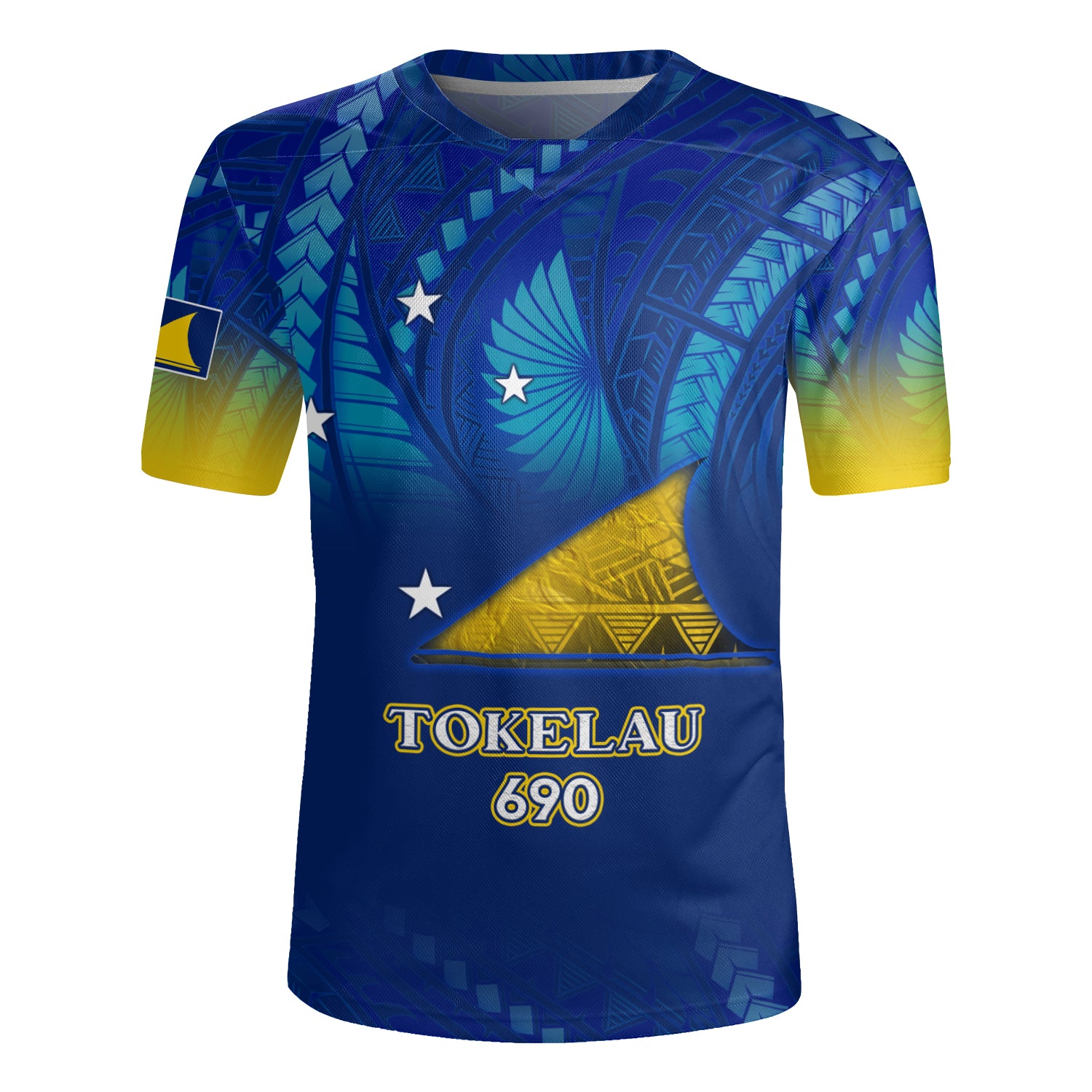 Tokelau Flag Color With Traditional Patterns Men's All Over Printing Rugby Jersey