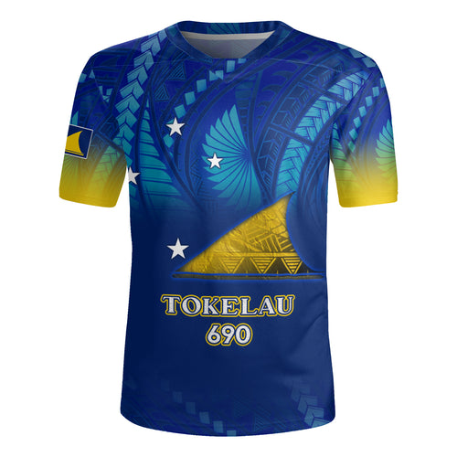 Tokelau Flag Color With Traditional Patterns Men's All Over Printing Rugby Jersey