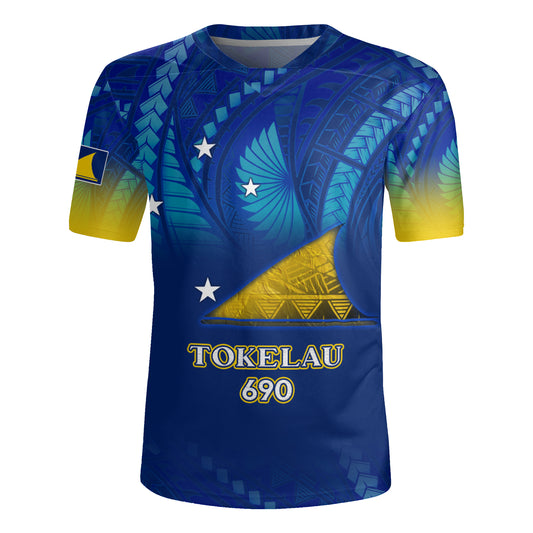 Tokelau Flag Color With Traditional Patterns Men's All Over Printing Rugby Jersey