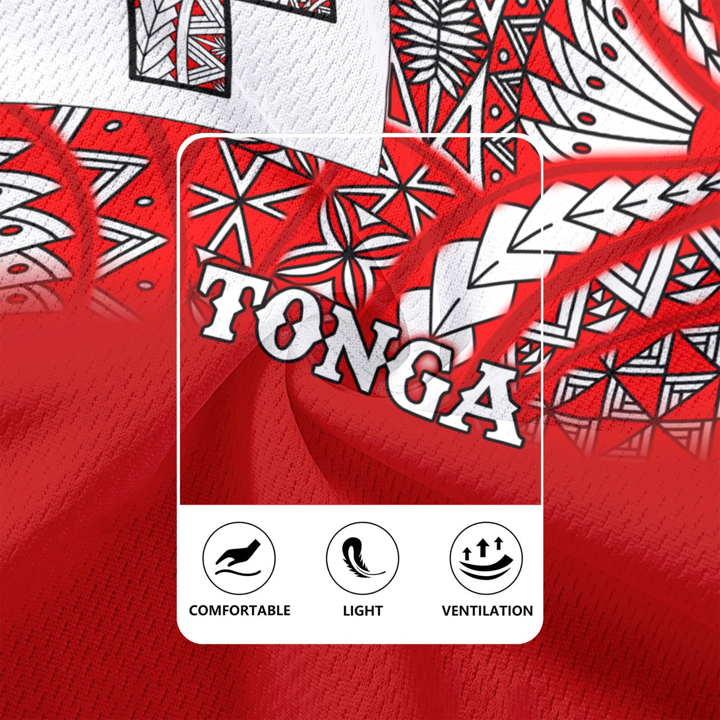 Tonga Flag Color With Traditional Patterns Men's All Over Printing Rugby Jersey