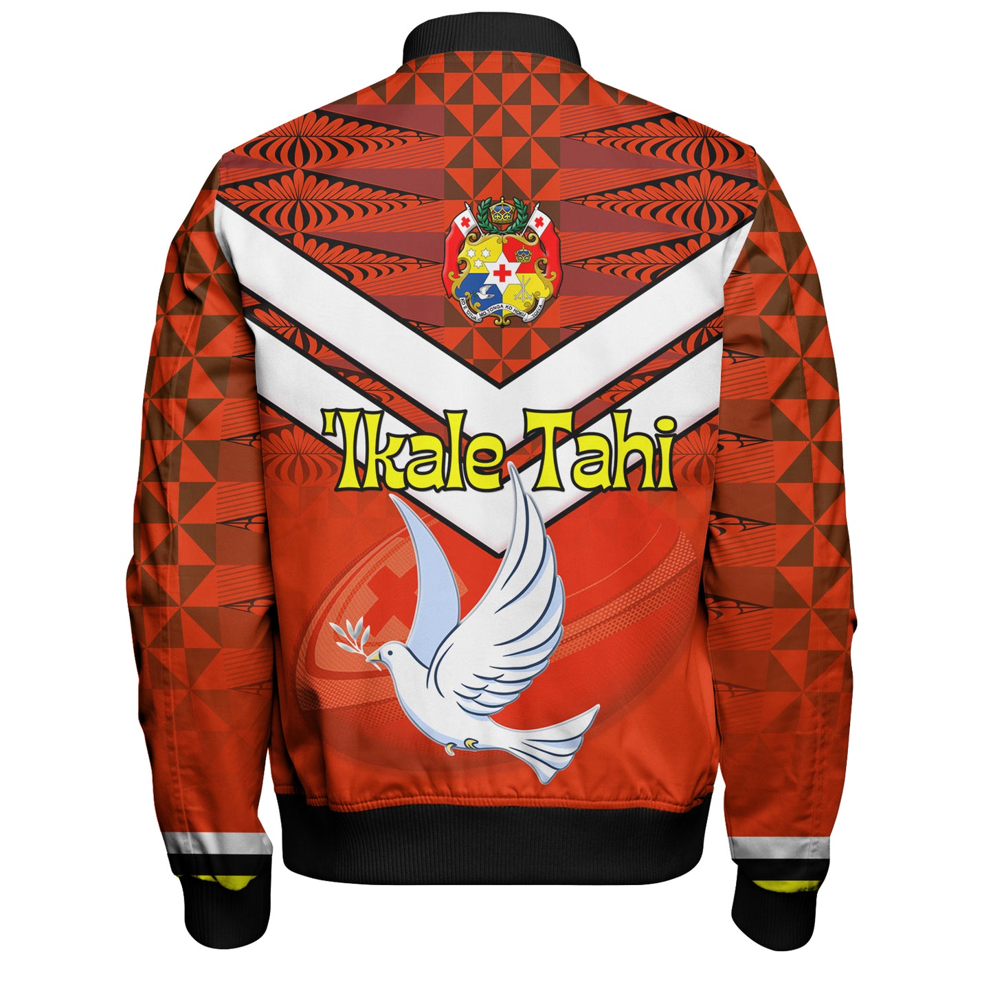 Tonga Bomber Jacket Tonga Tradition Patterns With Rugby Ball