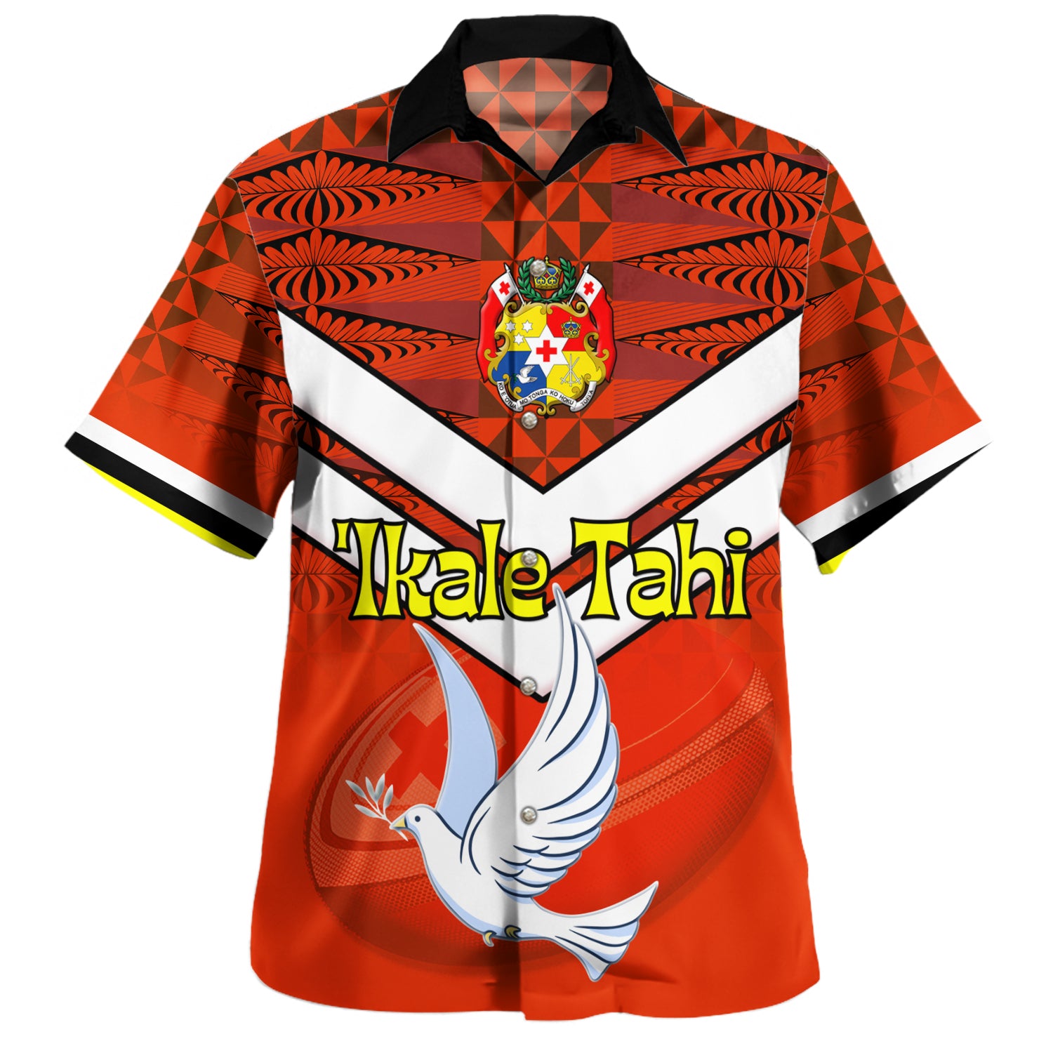 Tonga Hawaiian Shirt Tonga Tradition Patterns With Rugby Ball