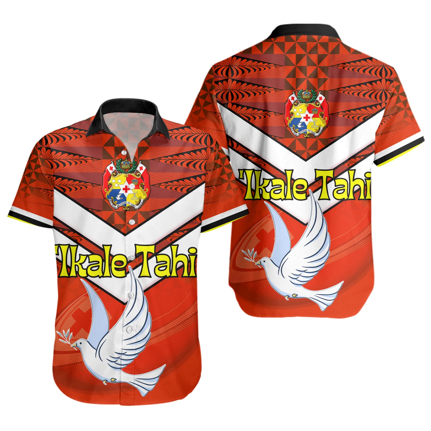 Tonga Short Sleeve Shirt Tonga Tradition Patterns With Rugby Ball