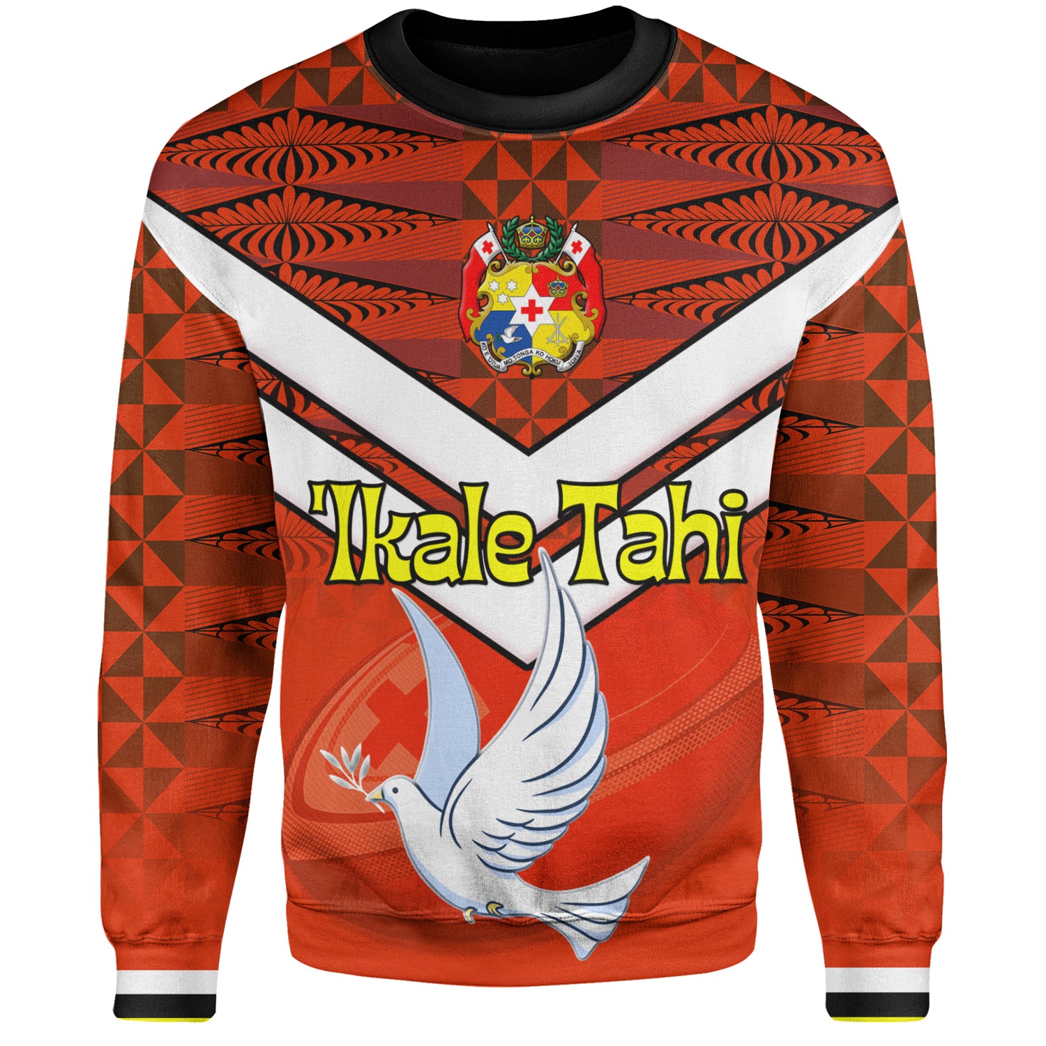 Tonga Sweatshirt Tonga Tradition Patterns With Rugby Ball