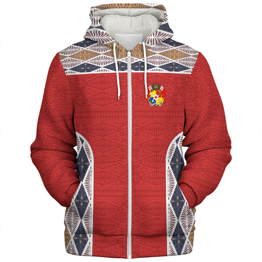 Tonga Sherpa Hoodie Tribal Pattern Coat Of Arms Of Tonga