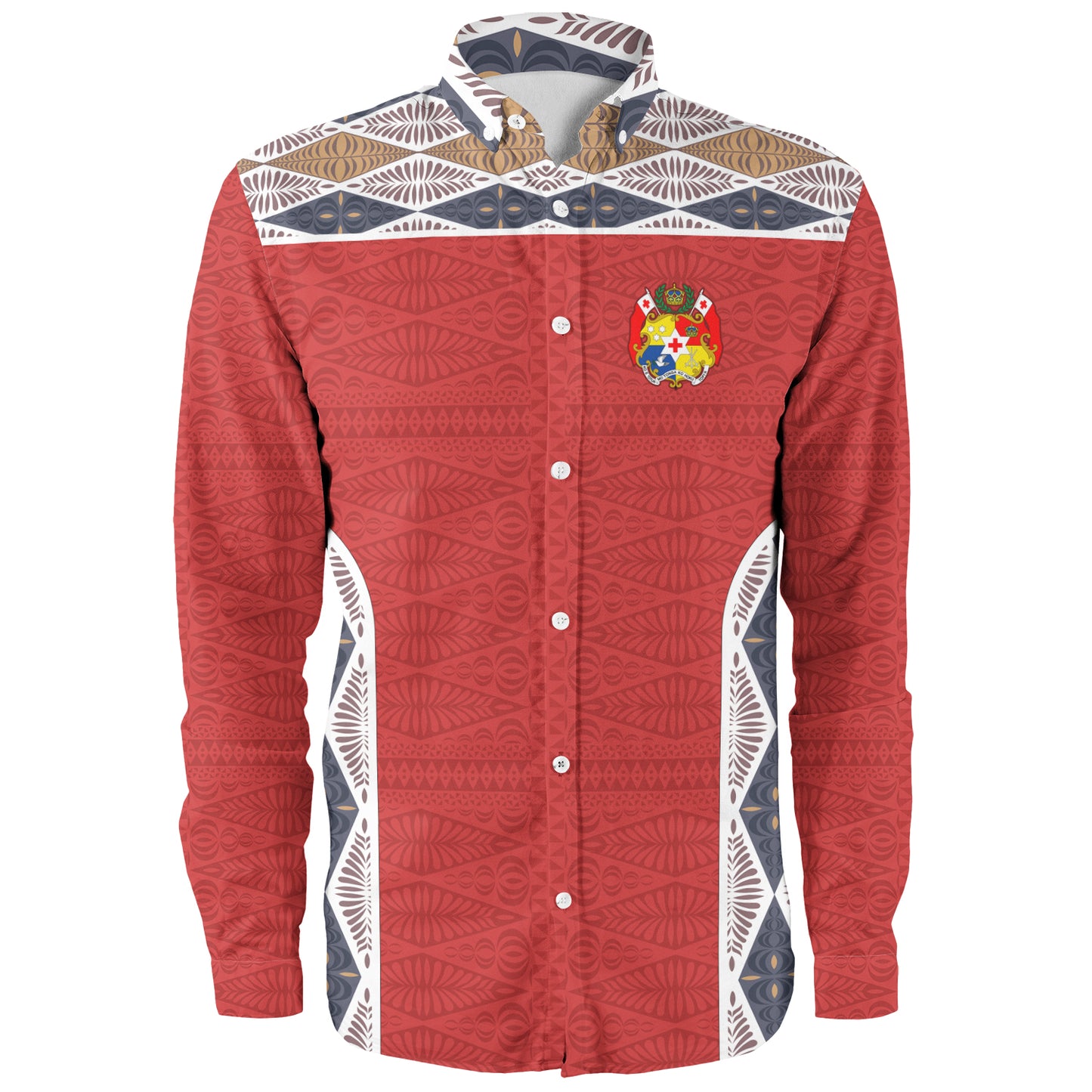 Tonga Long Sleeve Shirt Tribal Pattern Coat Of Arms Of Tonga