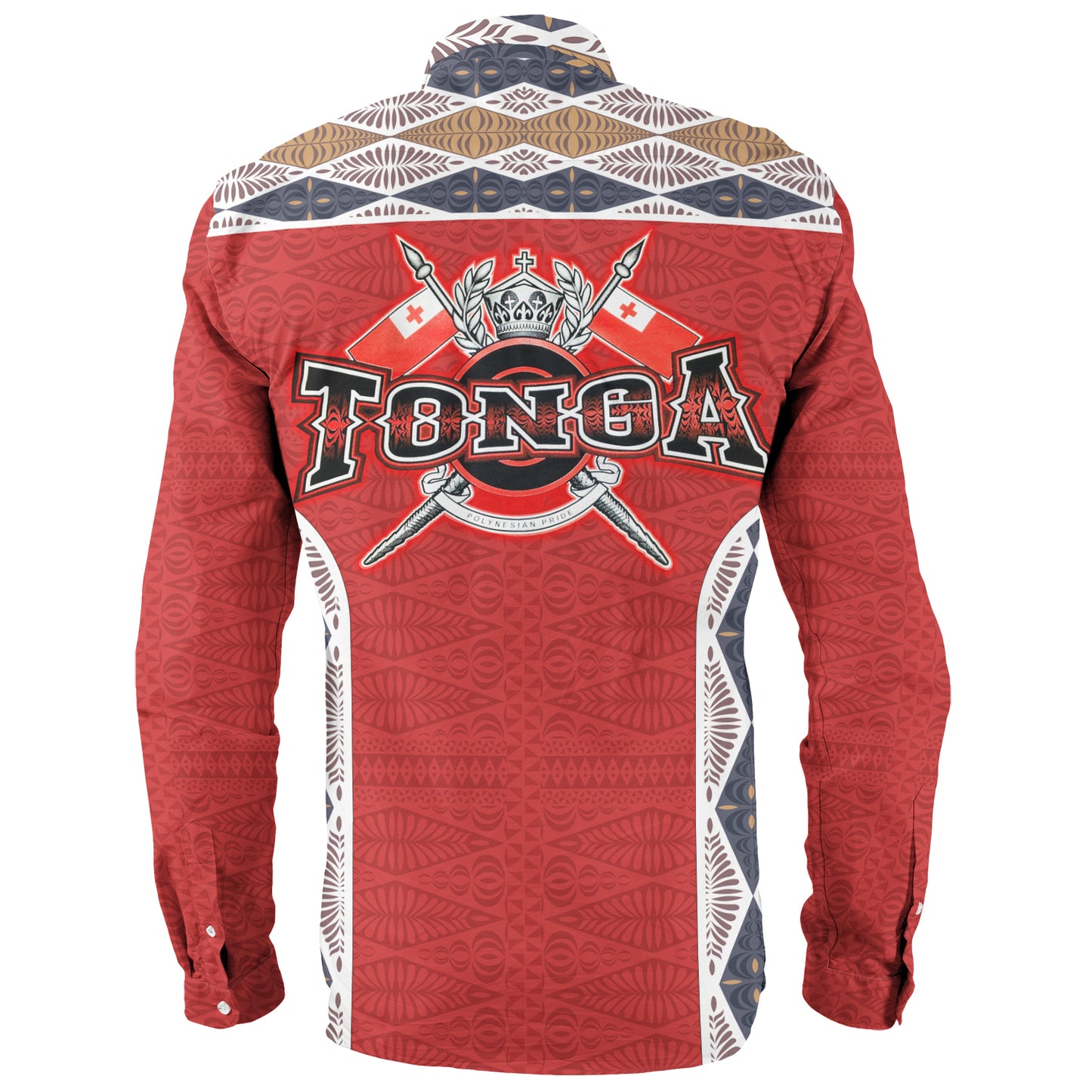 Tonga Long Sleeve Shirt Tribal Pattern Coat Of Arms Of Tonga